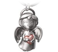 FABACH Portachiavi Con Angelo Custode Shiny Con Cuore - Portafortuna Amore - Regalo Portafortuna - Idea Regalo Per Fidanzata, Oro Rosa