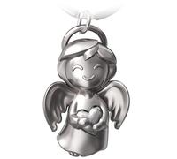 FABACH Portachiavi Con Angelo Custode Shiny Con Cuore - Portafortuna Amore - Regalo Portafortuna - Idea Regalo Per Fidanzata, Argento