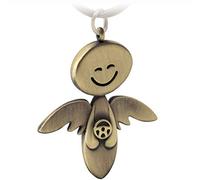 FABACH Portachiavi con angelo custode Smile con volante - Elegante ciondolo a forma di angelo in metallo color argento, oro, rosa, nero, bronzo, regalo portafortuna, patente di guida auto, guida con