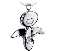 FABACH Portachiavi Con Angelo Custode Smile e Quadrifoglio - Portafortuna in Metallo - Ciondolo Auto Per Buon Successo - Regalo Buona Fortuna, Argento, Taglia Unica, Elegante