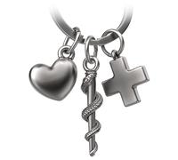 FABACH Portachiavi con bastone di Esculapio, croce e cuore - Regalo per infermieri, regalo per operatori sanitari, medico, regalo per medici, portachiavi per infermieri, regalo per assistenti di