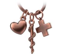 FABACH Portachiavi con bastone di Esculapio, croce e cuore - Regalo per infermieri, regalo per operatori sanitari, medico, regalo per medici, portachiavi per infermieri, regalo per assistenza anziani