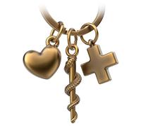 FABACH Portachiavi con ciondolo a forma di croce e cuore, regalo per infermiera, medico, medico, portachiavi per infermiera, vecchio, regalo di medicina, studente, Bronzo antico, 1, Moderno