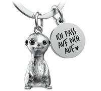 FABACH Portachiavi con ciondolo a forma di suricato, con incisione - Amore portafortuna per la migliore amica o partner - Ti sto addosso