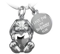 FABACH Portachiavi coniglietto con cuore - portafortuna coniglietto regalo fidanzata - regalo partner amore portachiavi coppia anniversario - I love you like nobunny else, argento, 1, Moderno