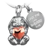 FABACH Portachiavi coniglietto con cuore - portafortuna coniglietto regalo fidanzata - regalo partner amore portachiavi coppia anniversario - I love you like nobunny else, oro rosa, 1, Affascinante