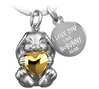 FABACH Portachiavi coniglietto con cuore - portafortuna coniglietto regalo fidanzata - regalo partner amore portachiavi coppia anniversario - I love you like nobunny else, gold, 1, Moderno