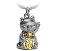 FABACH Portachiavi con gatto portafortuna Maneki Neko - simpatico gatto portafortuna - ciondolo gatto in metallo - portachiavi gatto regalo, gold, taglia unica, asiatico