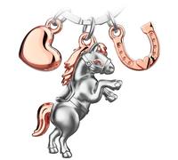 FABACH Portachiavi portafortuna a forma di cavallo con cuore e ferro di cavallo, portafortuna per gli amanti dei cavalli, idea regalo, Oro rosa, 1