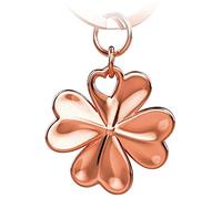 FABACH Portafortuna con ciondolo a forma di quadrifoglio Shamrock - Molto successo esame portafortuna - Buona fortuna Operazione, nuovo lavoro - Buon viaggio fortuna portachiavi trifoglio, oro rosa
