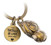 FABACH Turtelly in Love - Portachiavi a forma di tartaruga con cuore e incisione, Bronzo antico, taglia unica, Casual