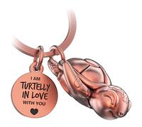 FABACH Turtelly in Love - Portachiavi a forma di tartaruga con cuore e incisione, Oro rosa antico, taglia unica, Moderno