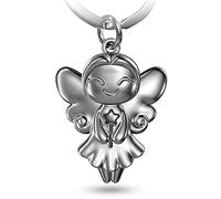 FABACH Wunschfee - Portachiavi Fairy, con angelo custode, portafortuna e scritta in lingua tedesca "Viel Glück" (lingua italiana non garantita), argento