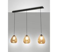 Gisella sospensione 3 luci vetro soffiato ambra