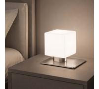 Fabas Luce Abatjour moderna in metallo con diffusore in vetro Zara Nichel 33W