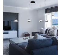 Fabas Luce LED sospensione Arabella 4 luci, nero/grigio/trasp Fabas Luce