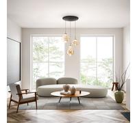 DEVA SOSPENSIONE AMBRA 3 LUCI TONDA A LED CCT 2700K - 3000K - 4000K- 42W - 4530 lm DIMMERABILE