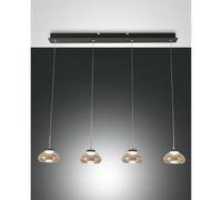 Fabas Luce Lampada a sospensione a 4 luci a LED in metallo con diffusore in vetr [EEK: E]
