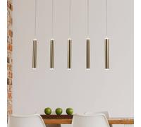 Fabas Luce Lampada a sospensione a LED Prado, oro, a 5 luci, lineare, dimmerabile Fabas Luce