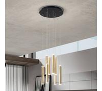 Fabas Luce Prado Plafoniera LED Cluster Sospensione Nero/Vetro Ottone Satinato