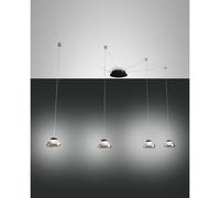 Fabas Luce Lampada a sospensione in metallo a 4 luci a LED con diffusore in vetr [EEK: E]