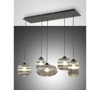 Fabas Luce Lampada a sospensione moderna a 5 luci in metallo e diffusori in vetr