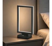 Fabas Luce Lampada da comodino LED moderna con cornice rettangolare in metallo B