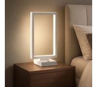 Fabas Luce Lampada da comodino LED moderna con cornice rettangolare in metallo B