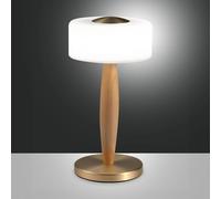 Fabas Luce Lampada da tavolo LED Elea, colore ottone, altezza 29 cm, vetro, legno Fabas Luce