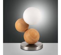 Fabas Luce Lampada da tavolo Micky, legno chiaro/nichel, legno, dimmerabile, G9 Fabas Luce