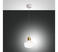 Fabas Luce Lampada LED a sospensione cinema, a 1 luce, bianca, vetro, dimmer a gradino Fabas Luce