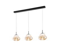 Fabas Luce Lampada LED a sospensione Deva, a 3 luci, 115 cm, ambra, CCT, dimmerabile Fabas Luce