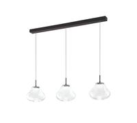 Fabas Luce Lampada LED a sospensione Deva, a 3 luci, 115 cm, trasparente, CCT, dimmerabile Fabas Luce