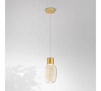 Fabas Luce Lampada LED a sospensione Lapo, a 1 luce, colore cognac, Ø 16 cm, vetro Fabas Luce