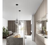 Fabas Luce Lampada LED a sospensione Noa, grigio, vetro, Ø 25 cm, CCT, dimmerabile Fabas Luce