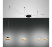 Lampadario a sospensione Arabella a Led in metallo e vetro soffiato ambra 3547-49-125 Fabas Luce - 3547-49-125