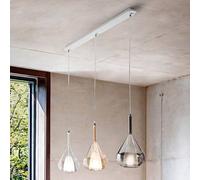 Fabas Luce Lampada sospensione Lila di vetro 3 luci, lunga Fabas Luce