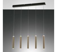 Fabas Luce Lampadario moderno LED con 5 diffusori pendenti a tubo doppia emissio