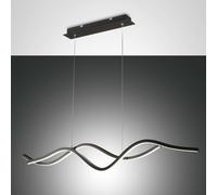 Fabas Luce Lampadario moderno lineare a LED con 2 diffusori ondulati Sinuo Nero