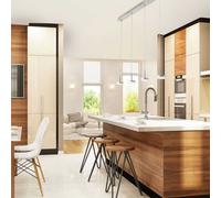 Fabas Luce Lampadario moderno lineare in metallo a LED con 4 luci Dunk Alluminio