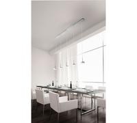 Fabas Luce Lampadario moderno linearein metallo con 5 diffusori a LED pendenti D