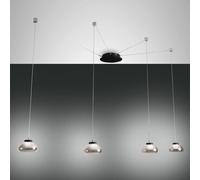 Fabas Luce LED sospensione Arabella 4 luci, nero/grigio/trasp Fabas Luce