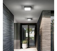Fabas Luce Plafoniera LED da esterni Diuk, grigio scuro, metallo, IP65 Fabas Luce