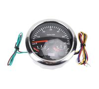 Fabater 3 in 1 Tachimetro con Livello del Carburante e Indicatore di Tensione per il Commercio Marino, Installazione Senza Soluzione di continuità per i (Dialcero nero gambe d'argento CX8295)