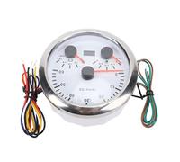 Fabater 3 in 1 Tachimetro con Livello del Carburante e Indicatore di Tensione per il Commercio Marino, Installazione Senza Soluzione di continuità per i (BEZEL argento quadrante bianco CX8296)