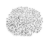 Fabater 500 Pezzi Perline Acriliche Tonde Lettere A-Z, Bianche con | Perline dell\'alfabeto fai da te per bracciali, collane, portachiavi, 6 mm, con , per creazione di gioielli