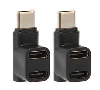 Fabater Adattatore USB C 90 Gradi 2 Pezzi, Doppia Femmina 10Gbps, per | Adattatore USB C maschio a doppia USB C femmina ad angolo retto, per la ricarica e la sincronizzazione dei dati