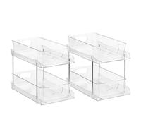 Fabater Confezione da 2 organizer e contenitori trasparenti per il bagno, organizer a 2 ripiani estraibili per mobiletto sottolavello, organizzazione e stoccaggio in plastica