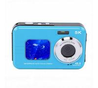 Fabater Fotocamera Resistente All'acqua Risoluzione 5K Messa a Fuoco Automatica Doppio Schermo per Fotografia Subacquea Snorkeling Riunioni di Famiglia (BLUE)