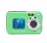 Fabater Fotocamera Subacquea, Fotocamera Digitale Impermeabile 5K 48MP 11,5FT con Scheda da 32 GB, Messa a Fuoco Automatica, Doppio Schermo Selfie, Zoom 16X, Luce di Riempimento (GREEN)